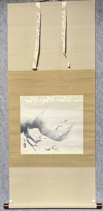白梅图小品茶挂