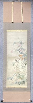 池田云 花鸟双燕图（日本幕末-明治南画立轴）