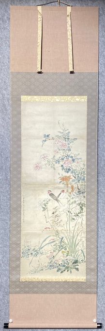 池田云 花鸟双燕图(日本幕末-明治南画立轴)