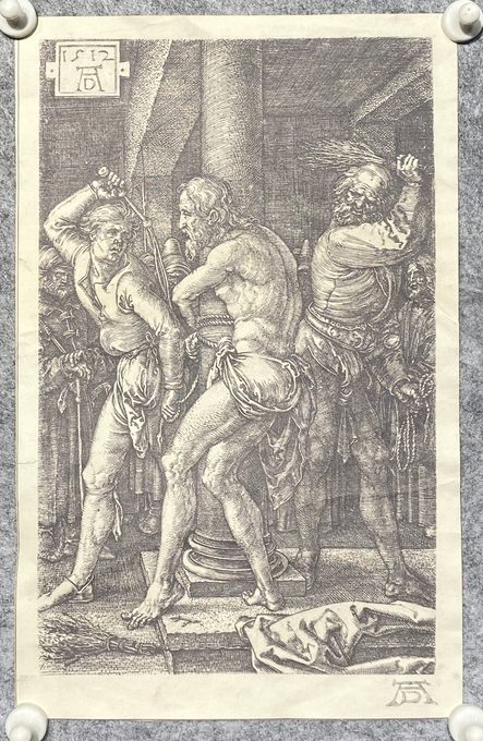 丢勒《鞭笞基督》铜版画