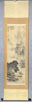 日本回流南画山水立轴《松阴溪趣》