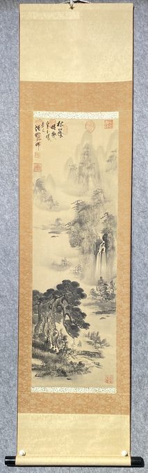 日本回流南画山水立轴《松阴溪趣》