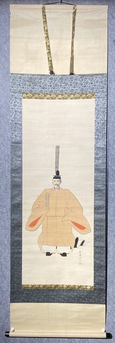 日本回流 昭和绢本公卿肖像立轴