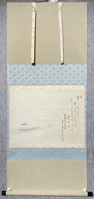 日本禅意茶挂《淀川舟曳舟图》