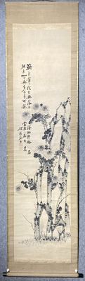 郑板桥款《菊石图》立轴