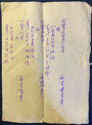 明治三十三年（1900年）日本村役场村长手写村级财政总账账本，棉线原装装订，紫墨水蘸水笔日文草书原稿