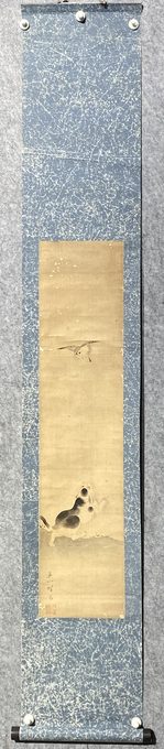 【江户时代|英一蝶 犬雀图】日本回流老挂轴