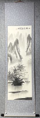 原装立轴｜山乡飞泉 水墨山水