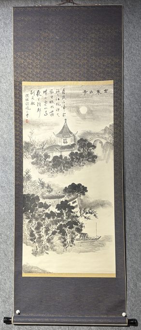 凤石 寒山寺山水立轴