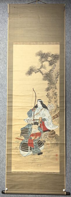 神功皇后传说图 纸本立轴