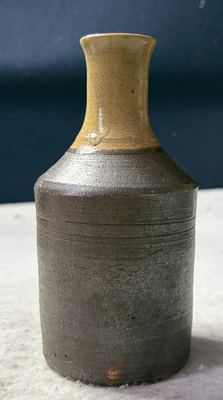昭和粗陶德利瓶 手工拉坯二段釉花入 日式侘寂风花瓶