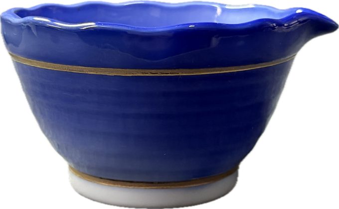 日式荷叶边蓝釉描金公道杯（茶海/宝瓶）