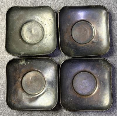 日本回流 锡制茶托（茶碟）四客组