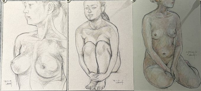 日本平成铅笔三张素描原作