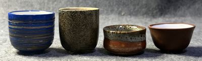 柴烧窑变手作品茗杯四客
