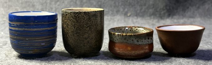 柴烧窑变手作品茗杯四客