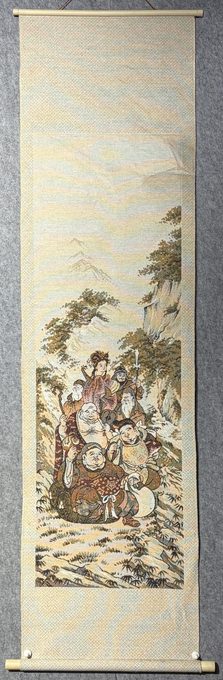 西阵织七福神挂轴