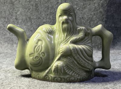 耀州青瓷寿星良心壶