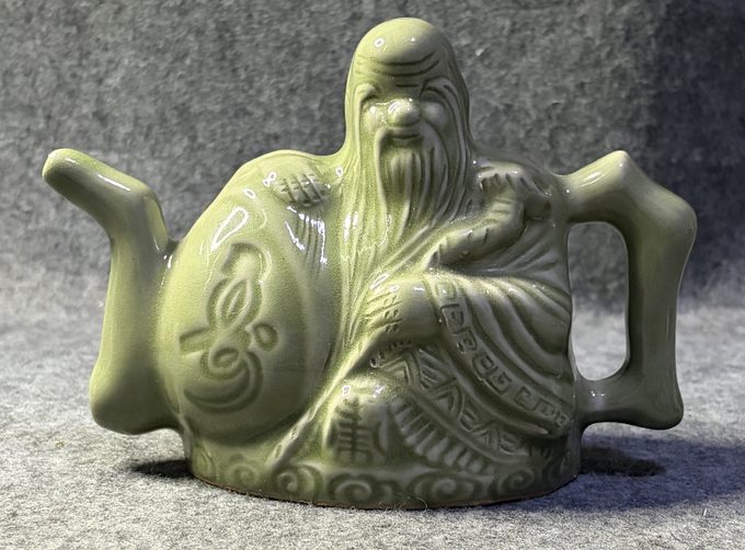 耀州青瓷寿星良心壶
