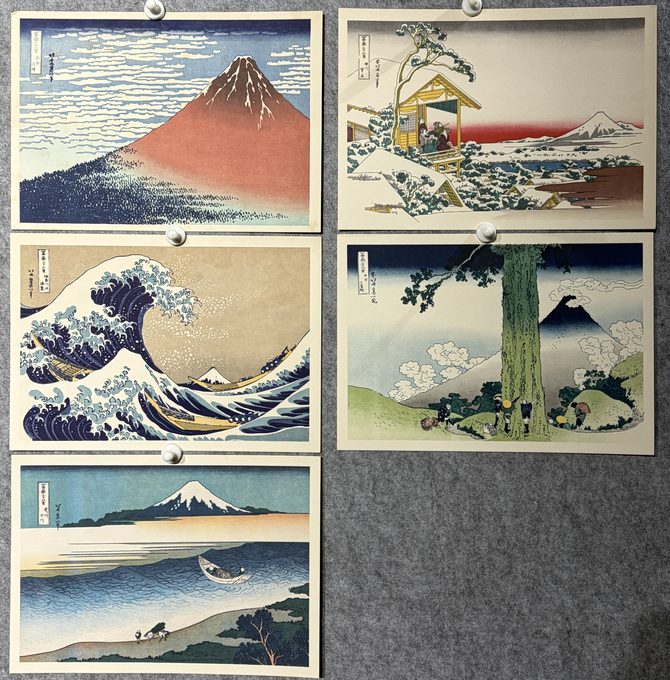 葛饰北斋 富岳三十六景 精选5幅套装 复刻木版画