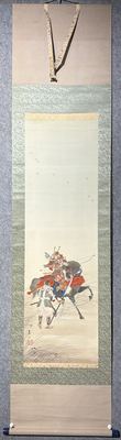 露谷 绢本手绘《源义家雁行伏兵图》武者图立轴