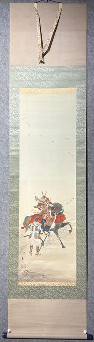 露谷 绢本手绘《源义家雁行伏兵图》武者图立轴