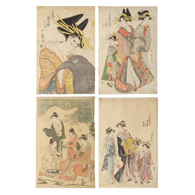 Chobunsai Eishi (1756–1829) Kitagawa Utamaro (1754–1806) and Torii Kiyonaga (1752–1815)…